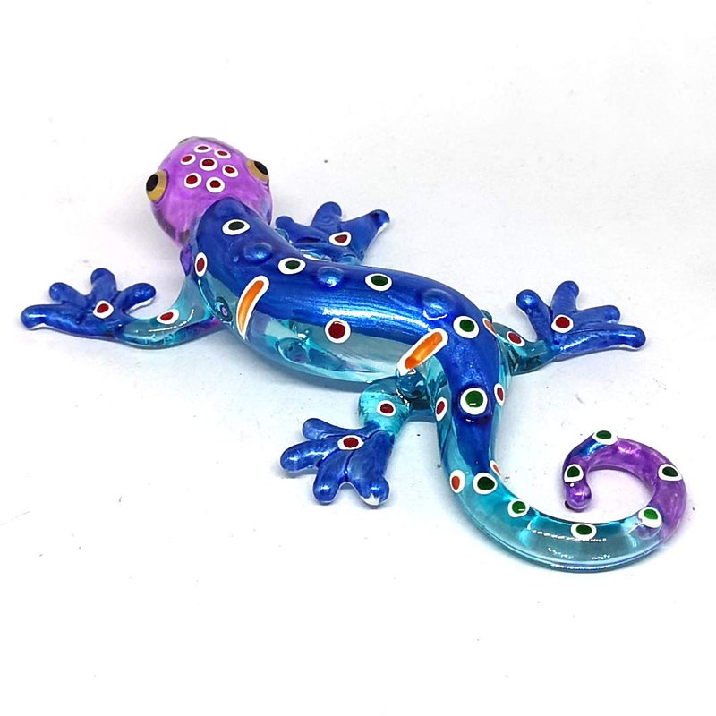 ZOOCRAFT Glass Gecko Figurine Blue Miniature Hand Blown Lampwork Animal Statue Decor - Image 3
